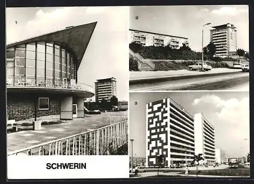 AK Schwerin, HO-Gaststätte Panorama, Hochhaus am Lambrechtsgrund, Neubaugebiet Weststadt