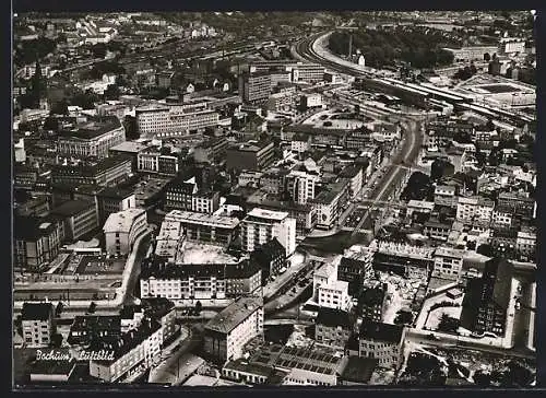 AK Bochum, Innenstadt vom Flugzeug aus