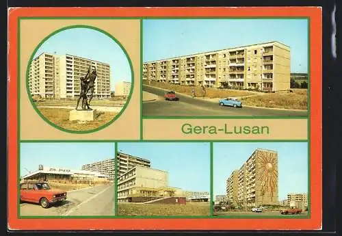 AK Gera-Lusan, HO-Gaststätte Plzen, Berta-Schäfer-Strasse und Karl-Wetzel-Strasse, Ambulatorium