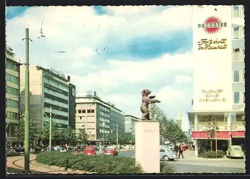 AK Düsseldorf, Strasse Berliner Allee, Berliner Bär