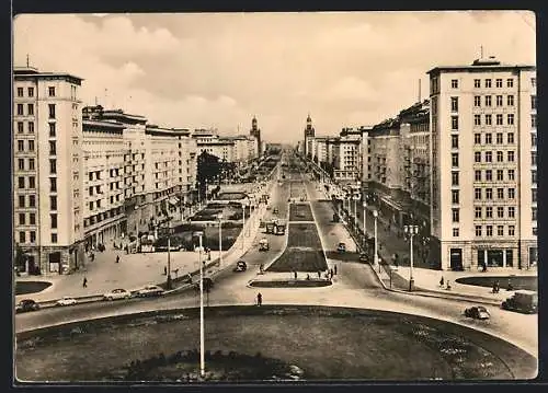 AK Berlin-Friedrichshain, Stalinallee, Blick nach Osten