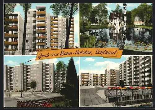 AK Bonn-Holzlar, Hochhausgebäude und Parkanlage der Siedlung Kohlkau