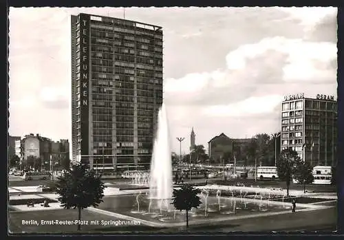 AK Berlin, Ernst-Reuter-Platz mit Springbrunnen