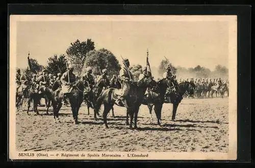 AK Senlis /Oise, 4. Régiment de Spahis Marocains, L`Etendard