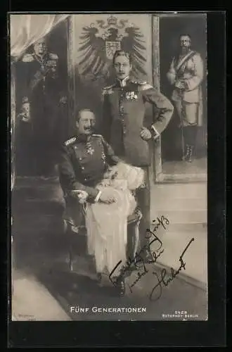 AK Fünf Generationen, Friedrich Wilhelm III. von Preussen auf Gemälde