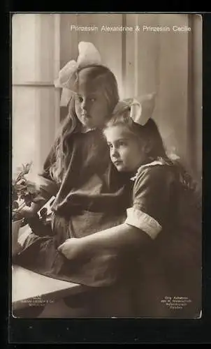 AK Prinzessin Cecilie von Preussen mit Prinzessin Alexandrine