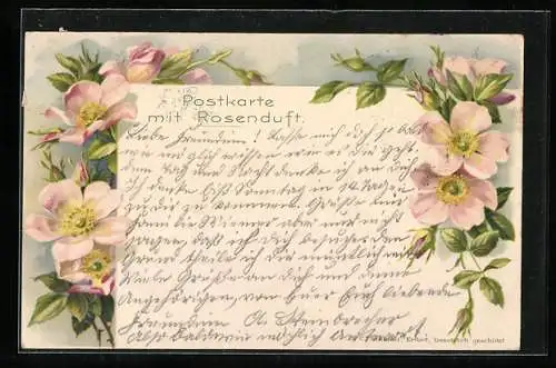 Duft-AK Anemonen mit Blättern und Rosenduft