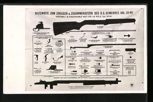 AK Hilfsmatte zum Zerlegen und Zusammensetzen des U.S. Gewehres Kal. 30M1