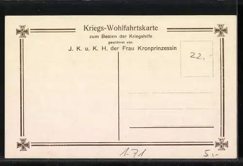 AK Die Söhne unserer Kronprinzenpaares in Feldgrau, Zum Besten der Kriegshilfe