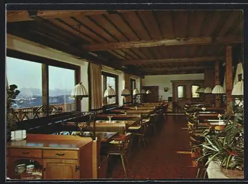 AK Hohenpeissenberg, Terrassen-Café und Restaurant Bayerischer Rigi v. Edwin Fischer, Gaststube