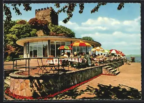 AK Bad Niederbreisig, Bergrestaurant-Café Burg Rheineck, Terrasse