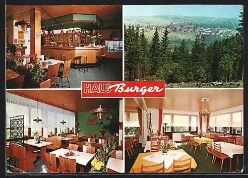 AK Linde / Köln, Hotel-Restaurant Haus Burger mit Innenansichten