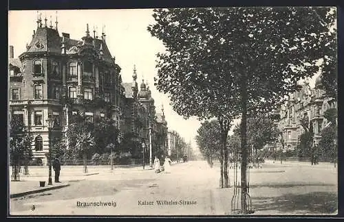 AK Braunschweig, Blick in die Kaiser Wilhelm-Strasse