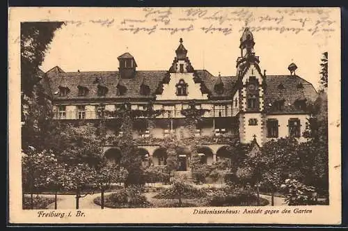 AK Freiburg i. Br., Diakonissenhaus, Ansicht gegen den Garten