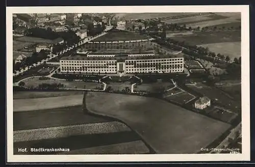 AK Hof / Saale, Stadtkrankenhaus, Fliegeraufnahme