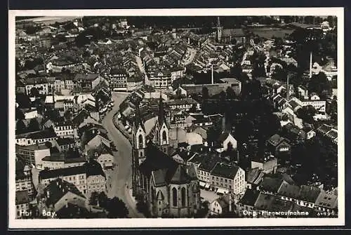 AK Hof i. Bay., Ortsansicht vom Flugzeug aus