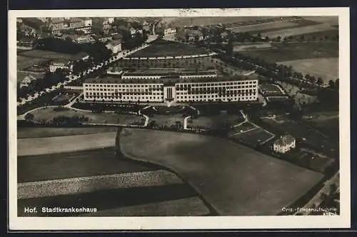 AK Hof / Saale, Stadtkrankenhaus, Fliegeraufnahme