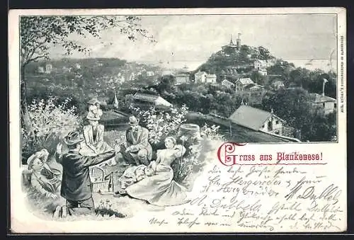 AK Hamburg-Blankenese, Panoramablick auf den Süllberg, Blankeneser beim Picknick