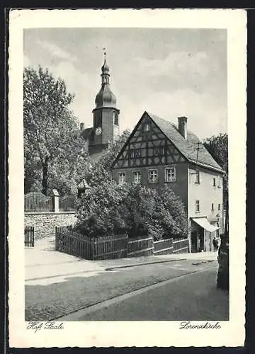 AK Hof /Saale, Ortspartie mit Lorenzkirche