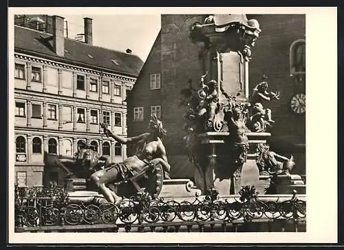 Foto-AK Deutscher Kunstverlag, Nr. 48: Augsburg, Partie am Augustusbrunnen