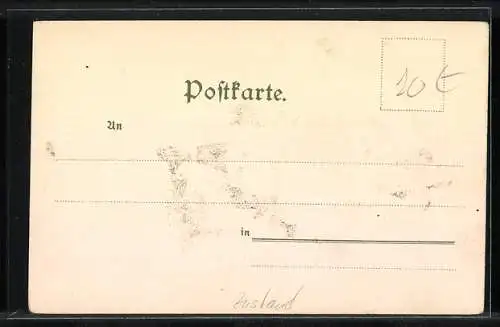 Künstler-Lithographie Hans Starcke: 1000 Grüsse, komisches Paar mit Packeseln, Scherz