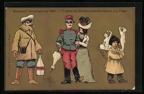 Künstler-AK Albert Guillaume: Paris, Exposition universelle de 1900, Théatre des Bonshommes Guillaume (La Frise)