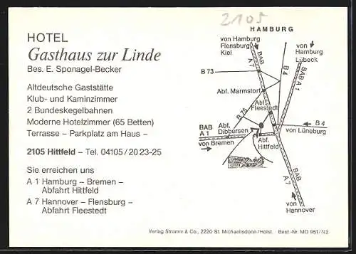 AK Hittfeld, Hotel-Gasthaus zur Linde