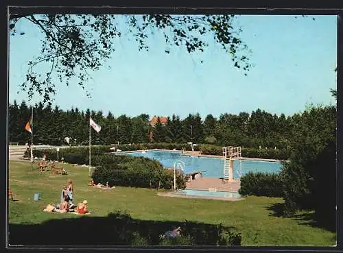 AK Burg /Dithmarschen, Badegäste im Waldschwimmbad