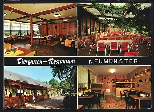 AK Neumünster, Tiergarten-Restaurant in vier Ansichten