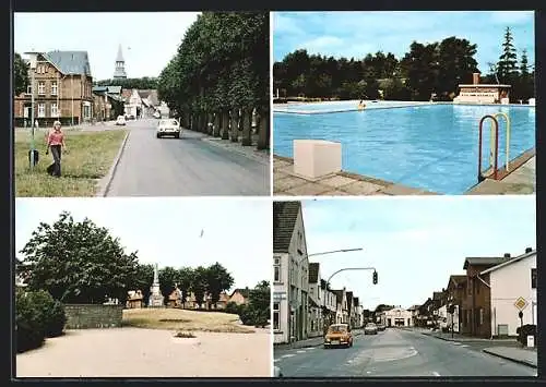 AK Lunden /Holstein, Strassenpartie, Schwimmbad, Park