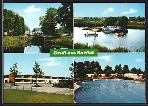 AK Barssel, Motorboote auf dem Fluss, Schleuse und Schwimmbecken