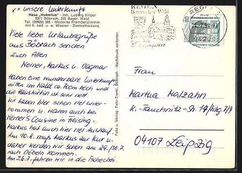 AK Böbrach /Bayer. Wald, Haus Hubertus, Bes. Ludwig Kilger, Aussen- und Innenansicht