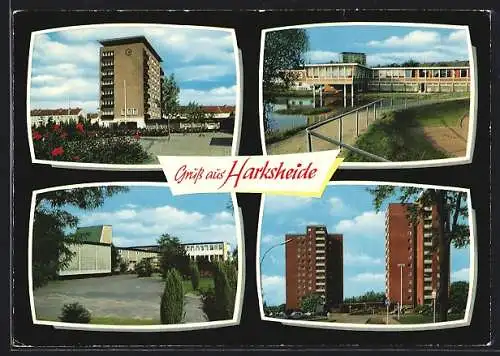 AK Hamburg-Harksheide, Rathaus, Sportlerheim, Stonsdorferei, Max u. Moritz