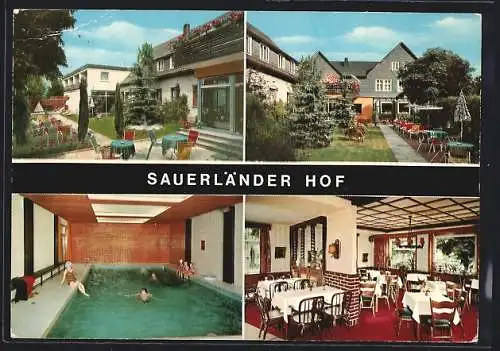 AK Wenholthausen /Sauerland, Gasthof Sauerländer Hof, Bes. Walter Beckmann, Aussen- und Innenansicht