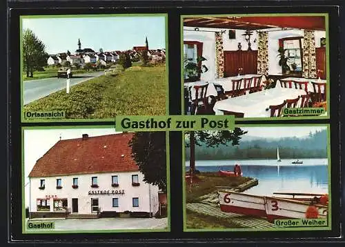 AK Plössberg / Opf., Gasthof zur Post, Restaurant, Bes. Hans Lindner, mit See Grosser Weiher