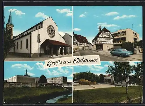 AK Einhausen / Hess., Dorfkirche, Geschäfte und Spielplatz