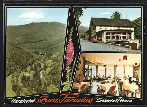 AK Herzberg /Harz, Harzhotel Zum Paradies, Bes. Josef Uhl, Aussen- und Innenansicht