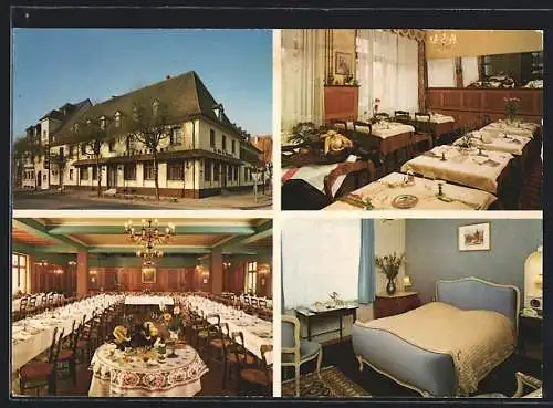 AK Ostheim, Hotel-Restaurant Au Nid de Cigones, Bes. Fam. Utzmann, Aussen- und Innenansicht