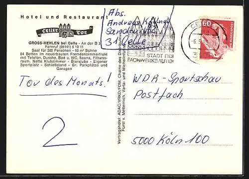 AK Gross-Hehlen bei Celle, Hotel und Restaurant Celler Tor, Aussen- und Innenansicht