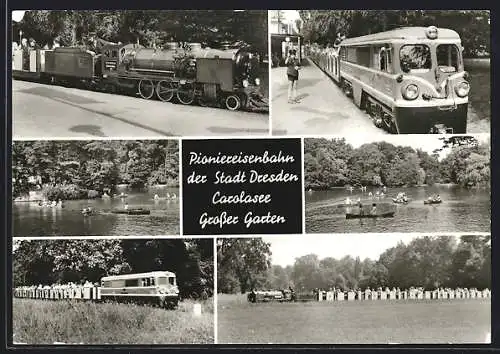 AK Dresden, Pioniereisenbahn, Carolasee und Grosser Garten