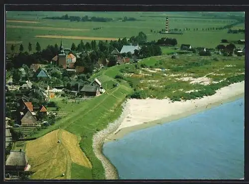 AK Brockdorf /Elbe, Ortsansicht mit Elbestrand aus der Vogelschau