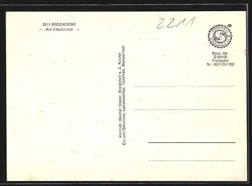 AK Brockdorf /Elbe, Ortsansicht mit Elbestrand aus der Vogelschau