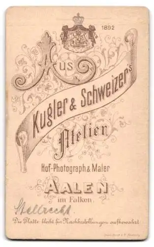 Fotografie Kugler & Schweizer, Aalen, Im Falken, Porträt eines Mannes mit Brille und Bart