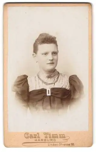 Fotografie Carl Timm, Harburg, Linden-Strasse 18, Porträt einer Dame mit Hochsteckfrisur