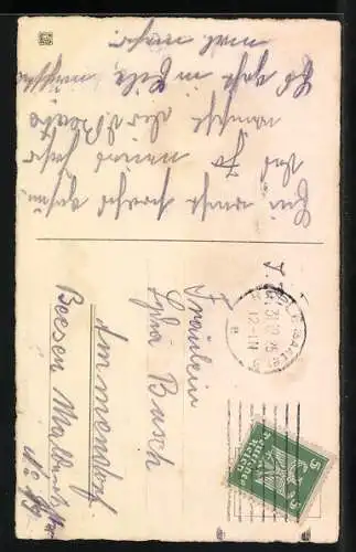 AK Neujahrsgruss, Mädchen blickt einem Jungen hinterher