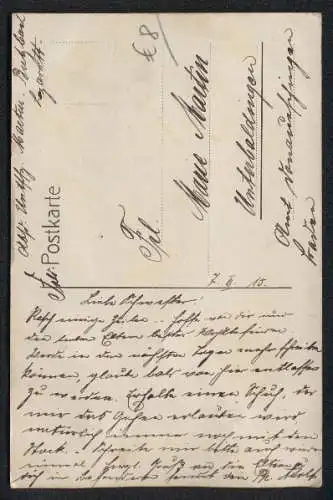 Trockenblumen-AK Generaloberst v. Bülow mit getrocknetem Edelweiss und Reichsfahne