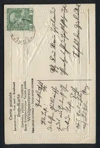 Trockenblumen-AK Maria mit Christkind auf getrocknetem Moos