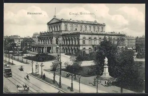 AK Hannover, Strassenbahn vor dem kgl. Hoftheater