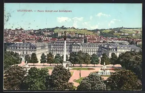 AK Stuttgart, Neues Schloss und Schlossplatz