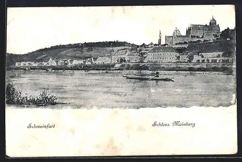 Künstler-AK Schweinfurt, Geschäft von K. Kress und Schloss Mainberg